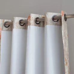 HLC.ME Layla Floral 100% Blackout Grommet Curtain Panels - Coral Orange - Set Of 2