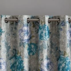 HLC.ME Layla Floral 100% Blackout Grommet Curtain Panels - Teal Blue - Set Of 2 Blackout Curtains 11 HLC.ME Layla Floral 100% Blackout Grommet Curtain Panels - Teal Blue - Set Of 2 Blackout Curtains