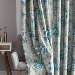 HLC.ME Layla Floral 100% Blackout Grommet Curtain Panels - Teal Blue - Set Of 2 Blackout Curtains 12 HLC.ME Layla Floral 100% Blackout Grommet Curtain Panels - Teal Blue - Set Of 2 Blackout Curtains