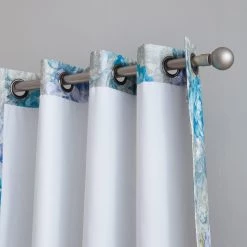 HLC.ME Layla Floral 100% Blackout Grommet Curtain Panels - Teal Blue - Set Of 2 Blackout Curtains 13 HLC.ME Layla Floral 100% Blackout Grommet Curtain Panels - Teal Blue - Set Of 2 Blackout Curtains