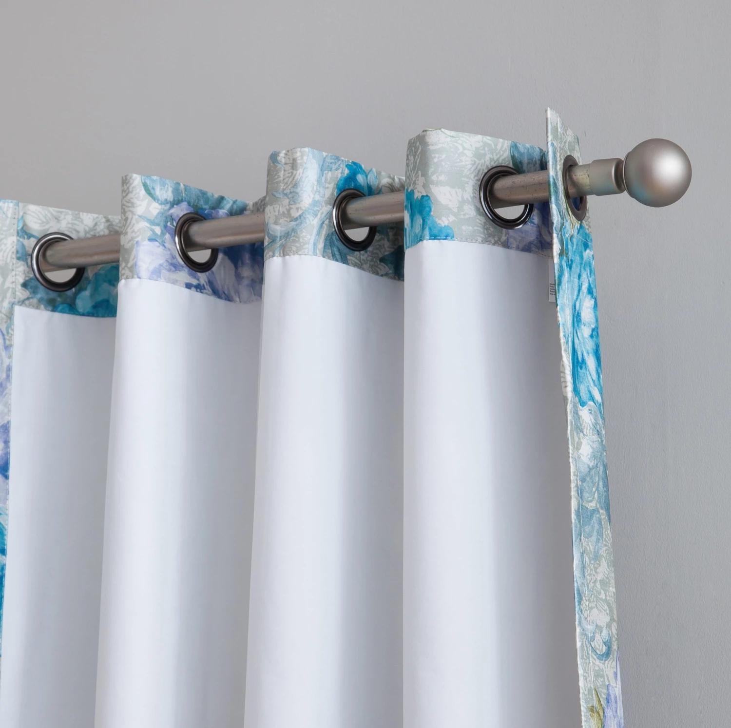 HLC.ME Layla Floral 100% Blackout Grommet Curtain Panels - Teal Blue - Set Of 2 Blackout Curtains 6 HLC.ME Layla Floral 100% Blackout Grommet Curtain Panels - Teal Blue - Set Of 2 Blackout Curtains