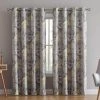 HLC.ME Layla Floral 100% Blackout Grommet Curtain Panels - Yellow - Set Of 2 1 HLC.ME Layla Floral 100% Blackout Grommet Curtain Panels - Yellow - Set Of 2
