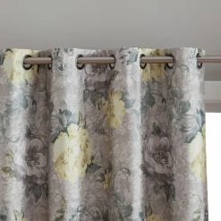 HLC.ME Layla Floral 100% Blackout Grommet Curtain Panels - Yellow - Set Of 2