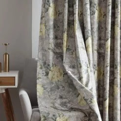 HLC.ME Layla Floral 100% Blackout Grommet Curtain Panels - Yellow - Set Of 2