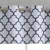 HLC.ME Lattice Print Blackout Grommet Valance - Platinum White & Navy