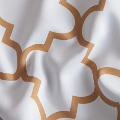 HLC.ME Lattice Print Blackout Grommet Curtain Panels - Platinum White/Gold - Set Of 2 Blackout Curtains