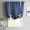HLC.ME Faux Linen Curtains Lattice Print Blackout Tie Up Balloon Shade Valance - Navy 2 HLC.ME Faux Linen Curtains Lattice Print Blackout Tie Up Balloon Shade Valance - Navy
