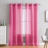 HLC.ME Herringbone Lace Sheer Rod Pocket Curtain Panels - Pink - Set Of 2