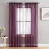 HLC.ME Sheer Curtains Lucento Sheer Rod Pocket Curtain Panels - Plum - Set Of 2