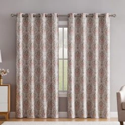 HLC.ME Blackout Curtains Verona Damask 100% Blackout Grommet Curtain Panels - Spice Red - Set Of 2 10 HLC.ME Blackout Curtains Verona Damask 100% Blackout Grommet Curtain Panels - Spice Red - Set Of 2