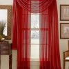 HLC.ME Sheer Curtains Lucento Sheer Window Scarf - Red