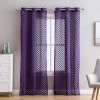 HLC.ME Herringbone Lace Sheer Rod Pocket Curtain Panels - Purple - Set Of 2 Sheer Curtains