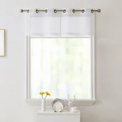 HLC.ME Lucento Sheer Grommet Valance - White - Set Of 2 12 HLC.ME Lucento Sheer Grommet Valance - White - Set Of 2