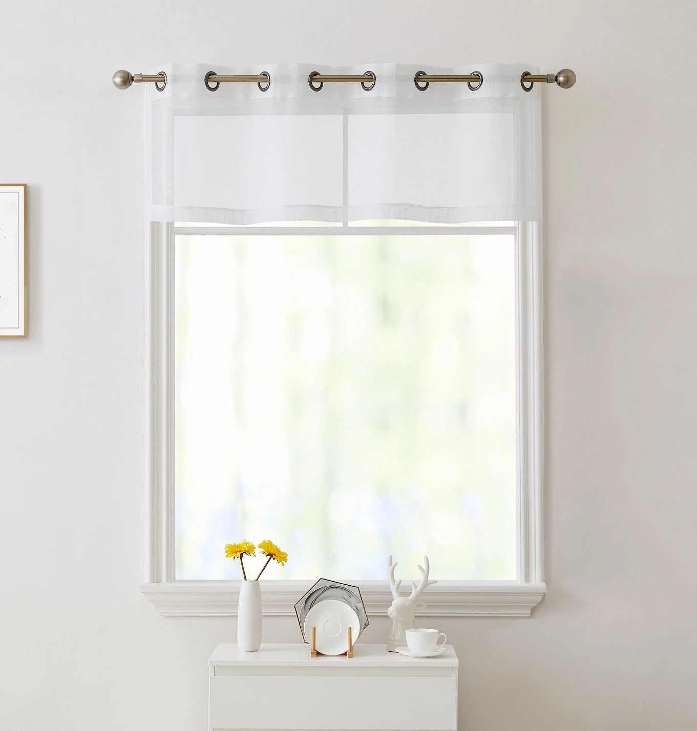 HLC.ME Lucento Sheer Grommet Valance - White - Set Of 2 5 HLC.ME Lucento Sheer Grommet Valance - White - Set Of 2