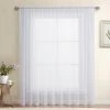 HLC.ME Lucento Sheer Rod Pocket Patio Door Panel - White Faux Linen Curtains