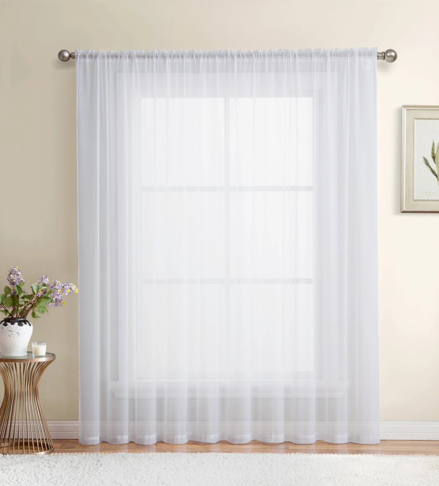 HLC.ME Lucento Sheer Rod Pocket Patio Door Panel - White Faux Linen Curtains 3 HLC.ME Lucento Sheer Rod Pocket Patio Door Panel - White Faux Linen Curtains