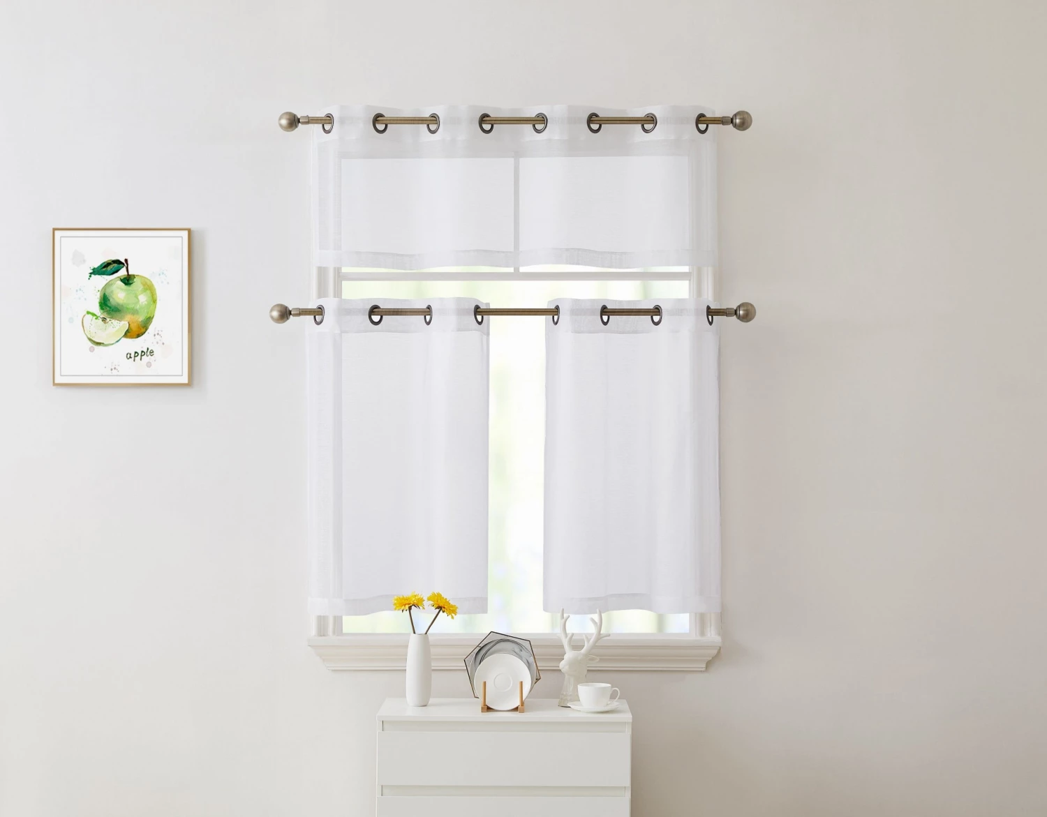HLC.ME Lucento Sheer Grommet Valance - White - Set Of 2 6 HLC.ME Lucento Sheer Grommet Valance - White - Set Of 2
