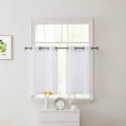 HLC.ME Lucento Sheer Grommet Cafe Tier Panels (White) - Set Of 2