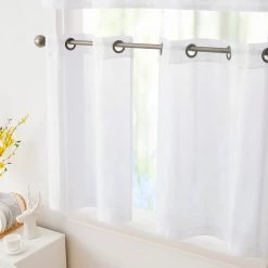 HLC.ME Lucento Sheer Grommet Cafe Tier Panels (White) - Set Of 2