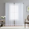 HLC.ME Lucento Sheer Rod Pocket Curtain Panels - White - Set Of 2 Sheer Curtains