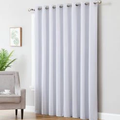 HLC.ME Textured Lined 100% Blackout Grommet Patio Door Panel - White