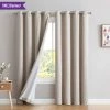 HLC.ME Textured Lined 100% Blackout Grommet Curtain Panels - Beige - Set Of 2 1 HLC.ME Textured Lined 100% Blackout Grommet Curtain Panels - Beige - Set Of 2