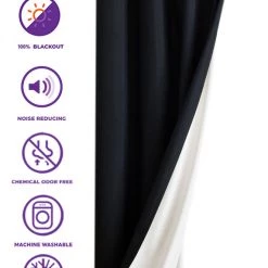 HLC.ME Blackout Curtains Textured Lined 100% Blackout Grommet Curtain Panels - Black - Set Of 2 10 HLC.ME Blackout Curtains Textured Lined 100% Blackout Grommet Curtain Panels - Black - Set Of 2