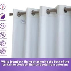 HLC.ME Faux Linen Curtains Textured Lined 100% Blackout Grommet Patio Door Panel - Ivory
