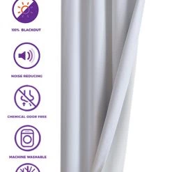 HLC.ME Textured Lined 100% Blackout Grommet Patio Door Panel - White