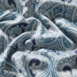 HLC.ME Paris Paisley Blackout Grommet Curtain Panels - Blue - Set Of 2