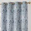 HLC.ME Paris Paisley Blackout Grommet Curtain Panels - Blue - Set Of 2