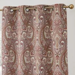 HLC.ME Blackout Curtains Paris Paisley Blackout Grommet Curtain Panels - Spice Red - Set Of 2