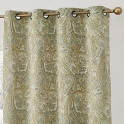 HLC.ME Blackout Curtains Paris Paisley Blackout Grommet Curtain Panels - Neutral - Set Of 2