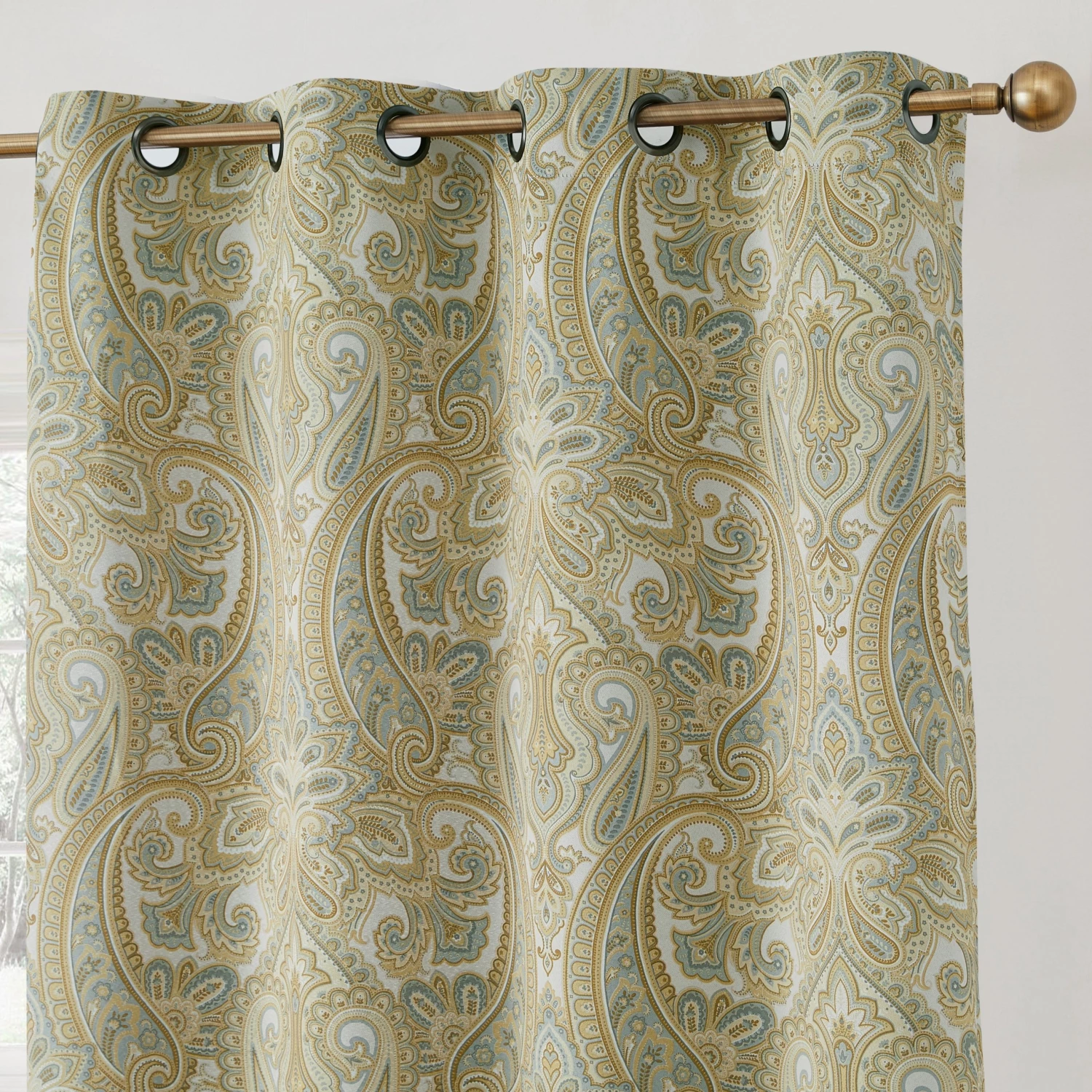 HLC.ME Blackout Curtains Paris Paisley Blackout Grommet Curtain Panels - Neutral - Set Of 2 3 HLC.ME Blackout Curtains Paris Paisley Blackout Grommet Curtain Panels - Neutral - Set Of 2