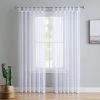 HLC.ME Sheer Curtains Lucento Sheer Tab Top Curtain Panels - White - Set Of 2